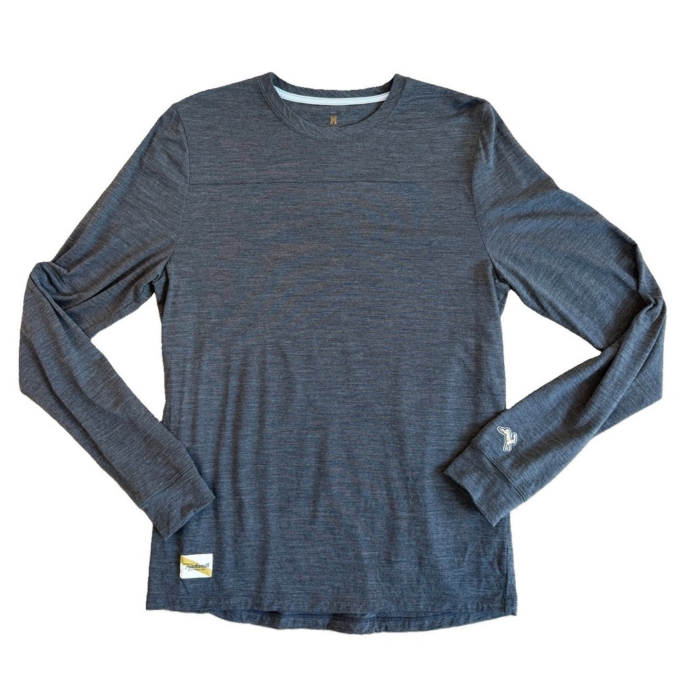 Tracksmith Harrier Long Sleeve Running Shirt Mens Medium Gray Merino Wool